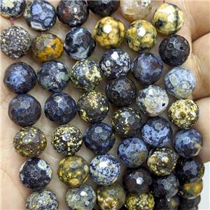 Natural Blue Ocean Agate Beads Faceted Round, approx 12mm dia