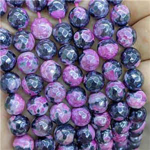 Hotpink Fire Agate Beads Faceted Round Electroplated, approx 6mm dia