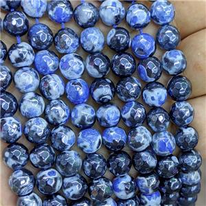 Blue Fire Agate Beads Faceted Round Electroplated, approx 6mm dia