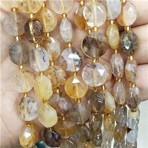 Natural Landscape Quartz Beads Faceted Button, approx 12mm