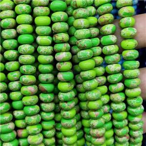 Synthetic Imperial Jasper Beads Smooth Rondelle Green, approx 5-8mm