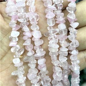 Pink Rose Quartz Chip Beads Freeform, approx 5-8mm, 32inch length