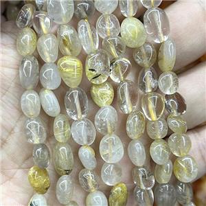 Natural Gold Rutilated Quartz Chips Beads Freeform, approx 8-10mm