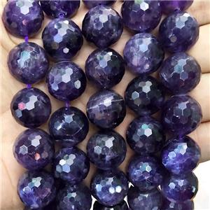 Natural Amethyst Beads DeepPurple Faceted Round, approx 14mm