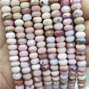 Natural Pink Opal Beads Faceted Rondelle, approx 4x7mm