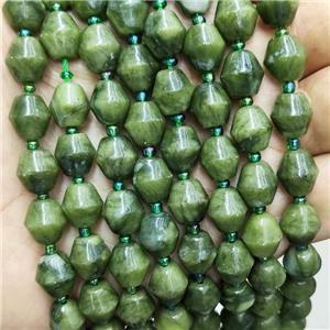 Green Taiwan Jadeite Beads Bicone Nephrite, approx 10-11mm