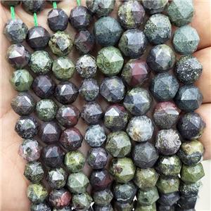 Natural Dragon Bloodstone Beads Green Cut Round, approx 7-8mm