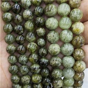 Natural Green Garnet Beads Smooth Round, approx 8mm dia