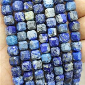 Natural Blue Lapis Lazuli Beads B-Grade Faceted Cube, approx 8-10mm