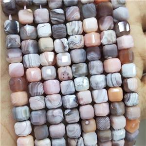 Natural Pink Botswana Agate Beads Faceted Cube, approx 6-7mm