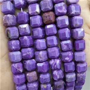 Natural Purple Lepidolite Beads Faceted Cube, approx 8-10mm