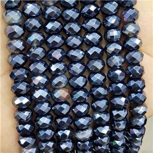 Natural Agate Beads Faceted Rondelle Electroplated, approx 8mm