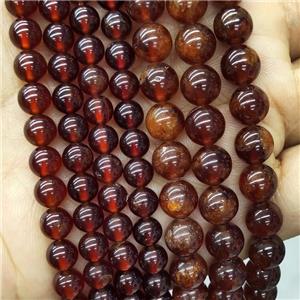 Natural Orange Garnet Beads Smooth Round, approx 8mm dia