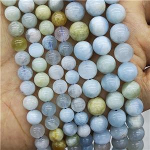 Natural Aquamarine Beads Blue Smooth Round, approx 8mm dia