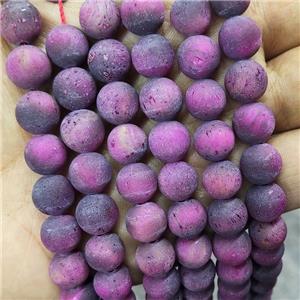 Fuchsia Tiger Eye Stone Beads Matte Round, approx 8mm dia