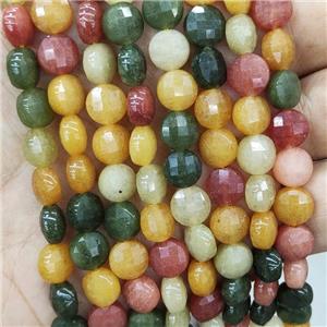 Jade Beads Mix Color Dye Faceted Circle, approx 8mm