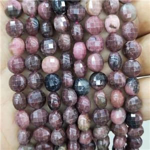 Natural Pink Rhodonite Beads Faceted Circle, approx 6mm