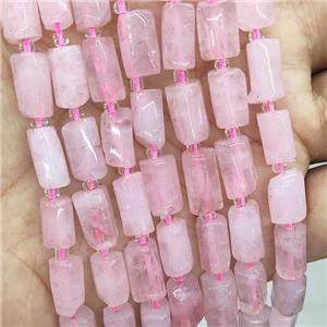 Natural Pink Rose Quartz Beads Tube, approx 7-14mm