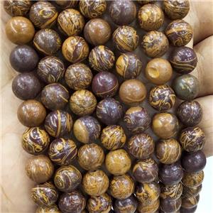 ElephantSkin Jasper Beads Brown Smooth Round, approx 8mm dia