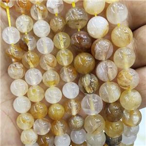 Yellow Hematoid Quartz Beads Smooth Round, approx 6mm dia