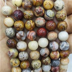 Natural Yellow Crazy Lace Agate Beads Smooth Round, approx 6mm dia