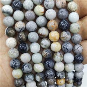 Black Picasso Jasper Beads Creek Smooth Round, approx 10mm dia