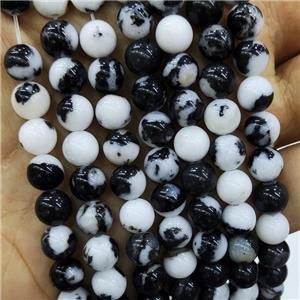 Natural Black White Zebra Jasper Beads Smooth Round, approx 10mm dia