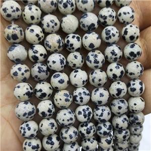 Natural Dalmatian Jasper Beads Black Smooth Round, approx 8mm dia