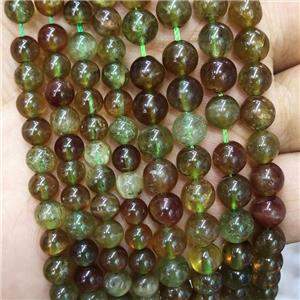 Natural Green Garnet Beads Smooth Round, approx 6mm dia