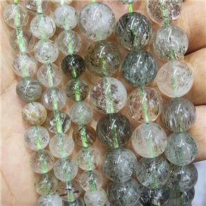 Natural Green Rutilated Quartz Beads Smooth Round, approx 12mm dia