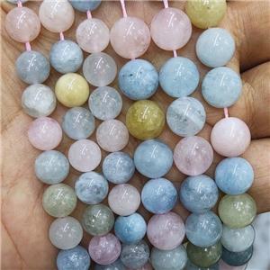 Natural Morganite Beads Multicolor Smooth Round, approx 6mm dia