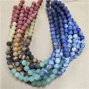 Natural Gemstone Chakra Beads Mixed Matte Round, approx 4mm dia