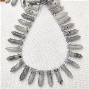 Natural Labradorite Bullet Beads Gray, approx 8-30mm