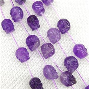 Natural Purple Amethyst Skull Beads Carved, approx 9-12mm, 12pcs per st