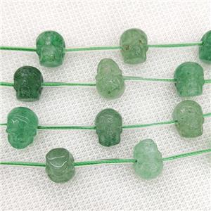 Natural Green Strawberry Quartz Skull Beads Carved, approx 8-10mm, 12pcs per st