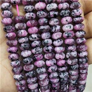 Kiwi Jasper Beads Pink Dye Smooth Rondelle, approx 8mm