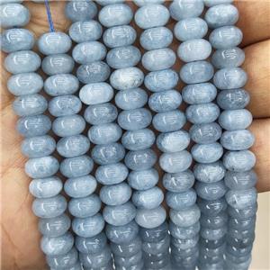 Jade Beads Grayblue Dye Smooth Rondelle, approx 8mm