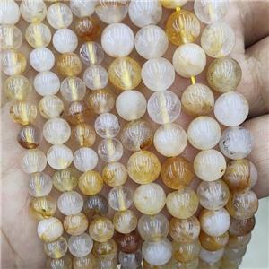 Yellow Hematoid Quartz Beads Smooth Round, approx 8mm dia