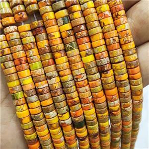 Imperial Jasper Heishi Beads Orange, approx 2x4mm