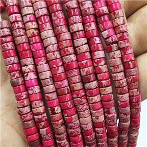 Imperial Jasper Heishi Beads Red, approx 2x4mm