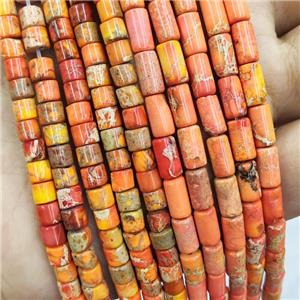 Imperial Jasper Tube Beads Orange, approx 4x4mm