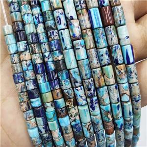 Imperial Jasper Tube Beads Blue, approx 4x4mm