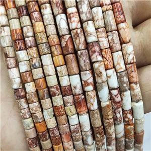 White Imperial Jasper Tube Beads, approx 4x8mm