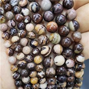 Natural Australian Zebra Jasper Beads A-Grade Smooth Round, approx 6mm dia