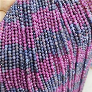 Natural Ruby Sapphire Beads Faceted Round, approx 4mm