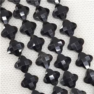 Natural Black Jasper Beads Faceted Clover, approx 13mm, 31pcs st