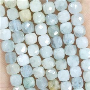 Natural Aquamarine Beads Faceted Cube, approx 3.7-4.4mm