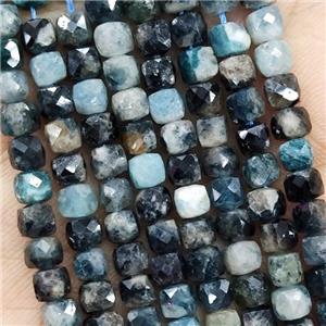 Natural Blue Black Tourmaline Beads Faceted Cube, approx 3.7-4.4mm