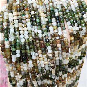 Natural Green Tourmaline Beads Faceted Cube, approx 3.7-4.4mm