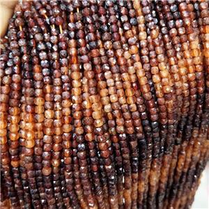 Natural Orange Garnet Beads Faceted Cube, approx 3.7-4.4mm